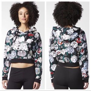 Adidas Floral Multi Cropped Hoodie